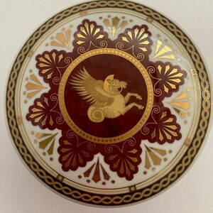 Vintage Pirken Hammer Czechoslovakia Red & Gold Pegasus Porcelain Trinket Box